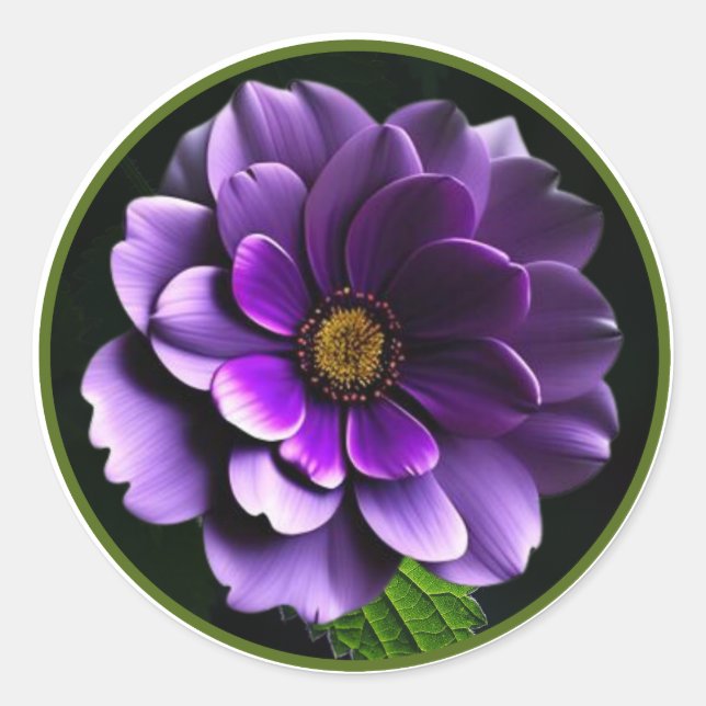 Big Beautiful Lila Rose Artistic Design Runder Aufkleber (Vorderseite)