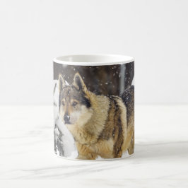 Big Beautiful Wild Wolf im Schnee Coffee Tasse
