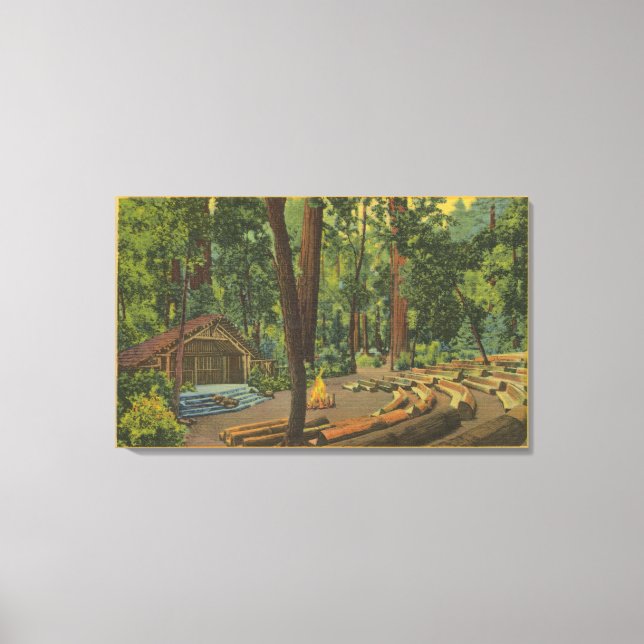 Big Becken, Kalifornien "Camp Fire Bowl" Ansicht Leinwanddruck (Vorderseite)