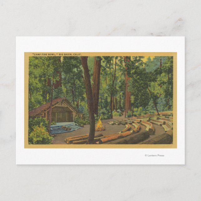Big Becken, Kalifornien "Camp Fire Bowl" Ansicht Postkarte (Vorderseite)