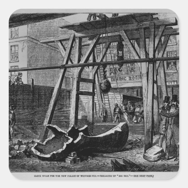 Big Ben aufbrechen Quadratischer Aufkleber (Vorderseite)