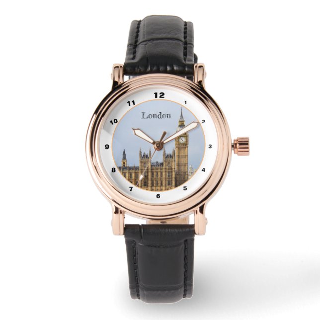 Big Ben Clock & London, Westminster/Parlament Groß Armbanduhr (Vorderseite)