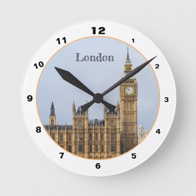 Big Ben Clock & London, Westminster/Parlament Groß Runde Wanduhr (Vorderseite)