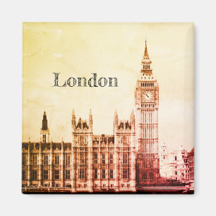 Big Ben Clock & London, Westminster / Vintages UK Magnet