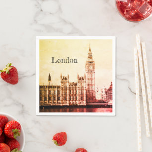 Big Ben Clock & London, Westminster / Vintages UK Serviette