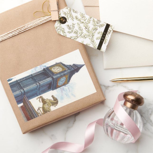 Big Ben Clock Tower im Palast von Westminster Rechteckiger Aufkleber (Schenken)