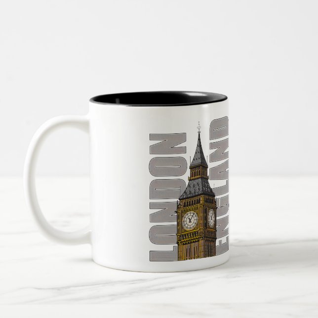 Big Ben Clock Tower London England Großbritannien Zweifarbige Tasse (Links)