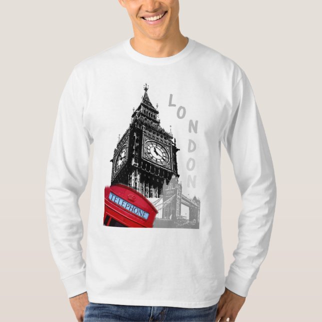 Big Ben Clock Tower Red Telefone Box London T-Shirt (Vorderseite)