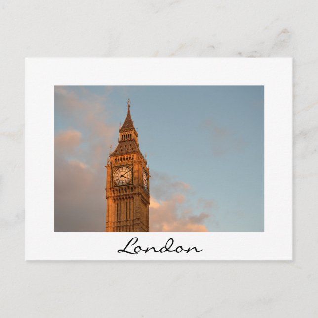 Big Ben in London - weiße Postkarte (Vorderseite)