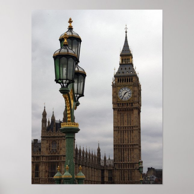 Big Ben - Lampposts - London Poster (Vorne)