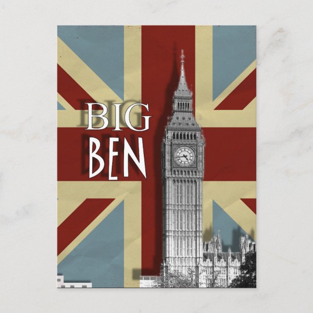 Big Ben London British Union Jack Picture Postcard Postkarte (Vorderseite)