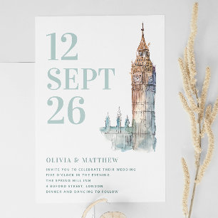 Big Ben / London Destination Hochzeit + QR Foto Einladung