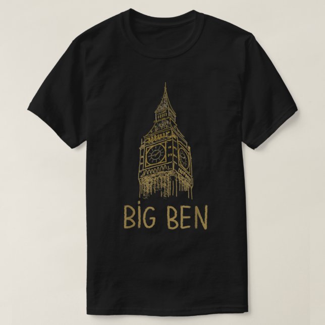 Big Ben London Einzigartige Handgezeichnete Kunst T-Shirt (Design vorne)