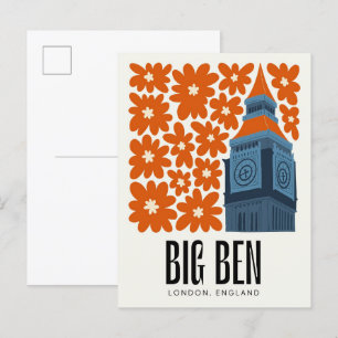 Big Ben London England abstrakte Reise Blumenart Postkarte