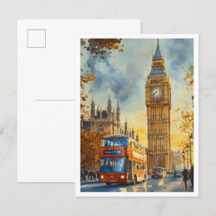 Big Ben London England Vintage Reiseillustration Postkarte