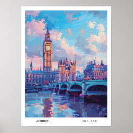 Big Ben London England Vintage Travel Poster