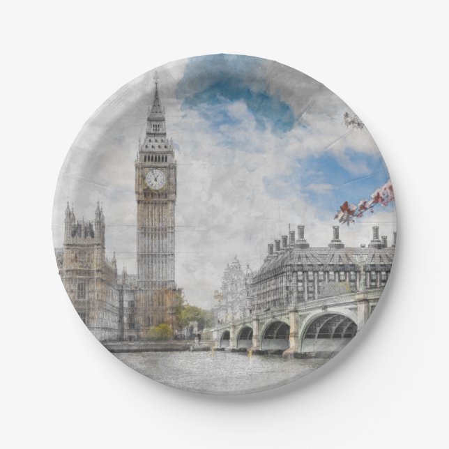 Big Ben, London, Großbritannien Pappteller (Vorderseite)