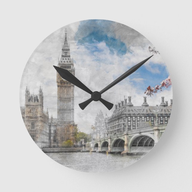 Big Ben, London, Großbritannien Runde Wanduhr (Vorderseite)