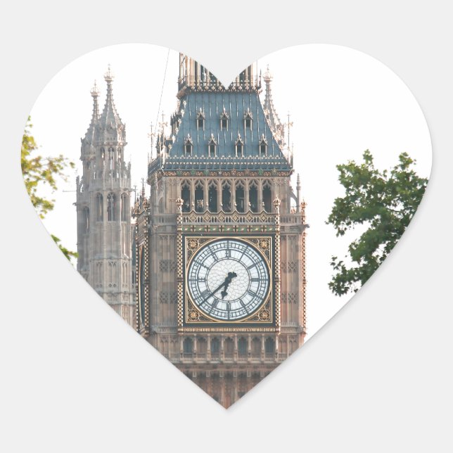 Big Ben London Herz-Aufkleber (Vorderseite)