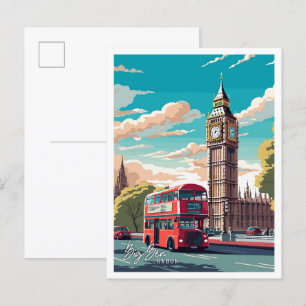 Big Ben London Kunst Vintage-Reiseillustration Postkarte
