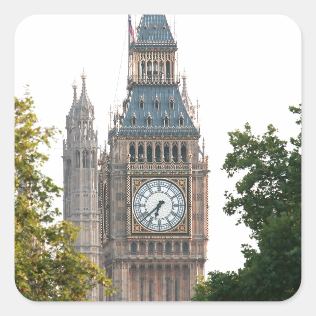 Big Ben London Quadratischer Aufkleber (Vorderseite)