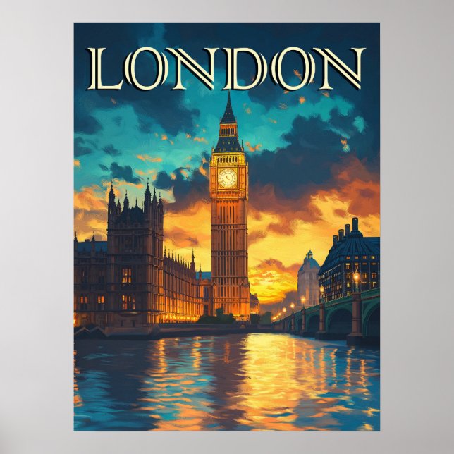 Big Ben, London Travel Poster (Vorne)