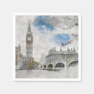 Big Ben London Travel - Vintages britisches Party Serviette