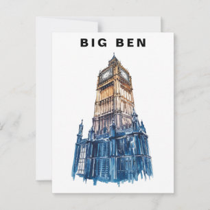 Big Ben London UK Reise Aquarell Postkarte