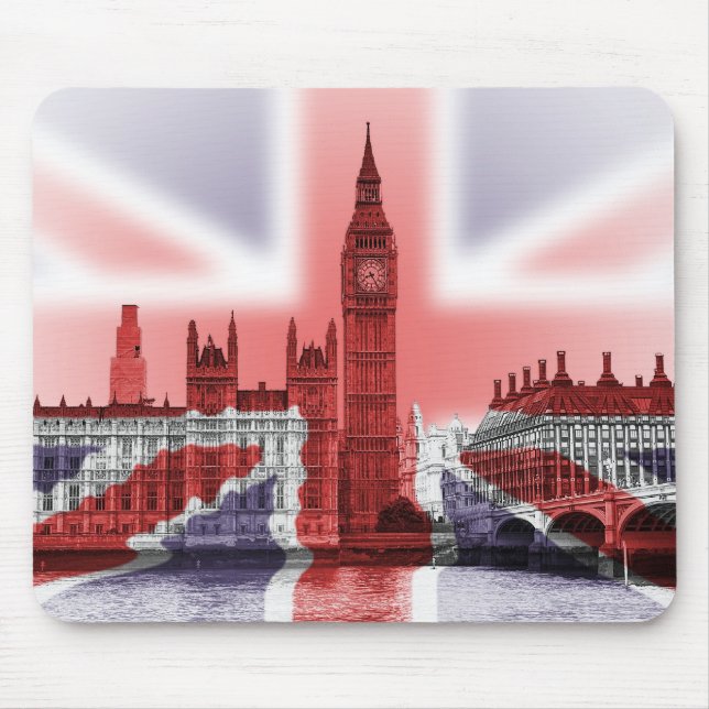 Big Ben London und Gewerkschafts-Jackflagge Mousepad (Vorne)