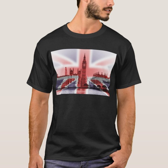 Big Ben London und Gewerkschafts-Jackflagge T-Shirt (Vorderseite)