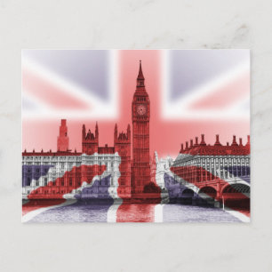 Big Ben London und Union Jack Fahne Postkarte