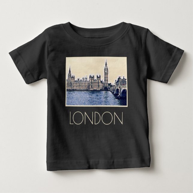 Big Ben London Watercolor Baby T-shirt (Vorderseite)
