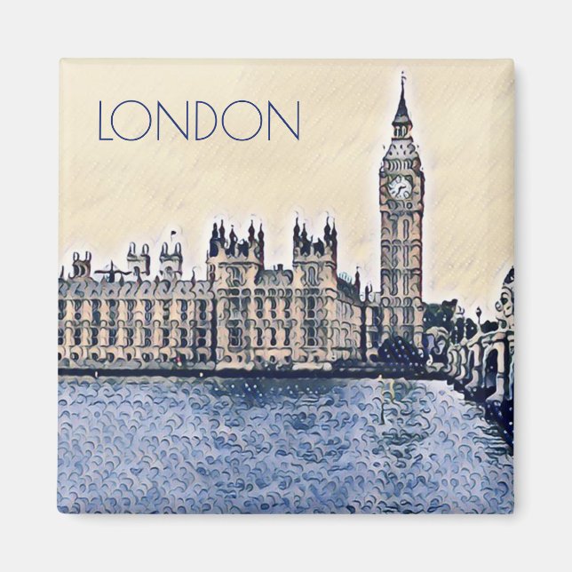 Big Ben London Watercolor Magnet (Vorne)