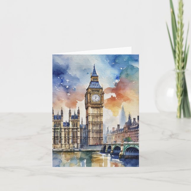 Big Ben London Watercolor Stationery Karte (Vorderseite)