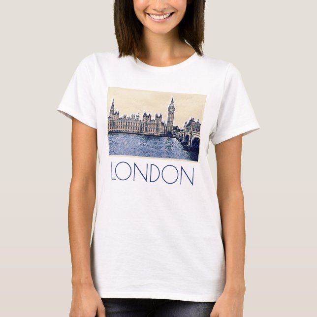 Big Ben London Watercolor T-Shirt (Vorderseite)