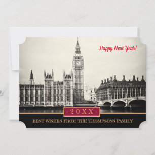 Big Ben London, Westminster & Happy New Year! Kart Feiertagskarte