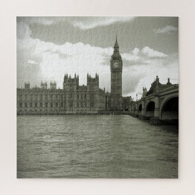 Big Ben Parlament in Black & White 20x20 - 676 pc Puzzle (Vertikal)