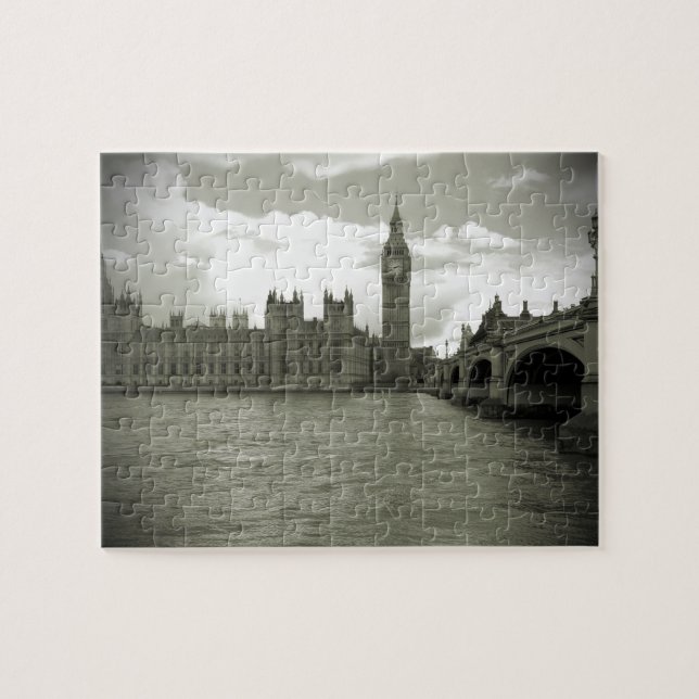 Big Ben Parlament in Schwarz & Weiß - 8x10 -110 PC Puzzle (Horizontal)