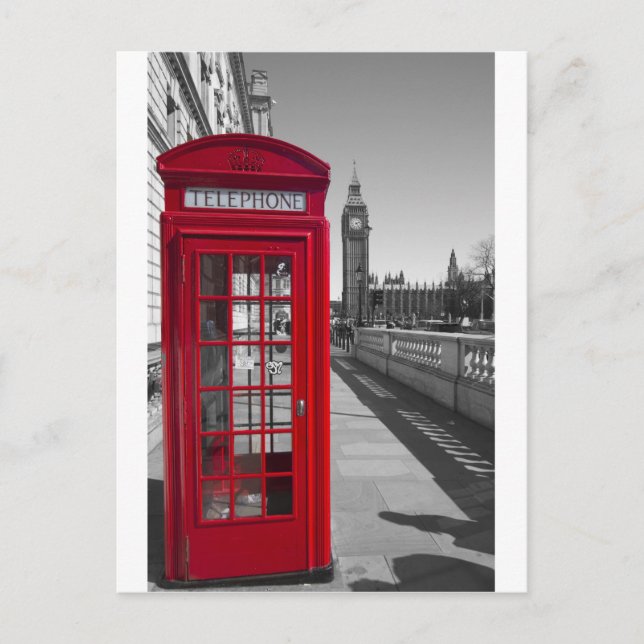 Big Ben Red Telefone Box Postkarte (Vorderseite)