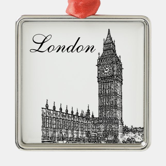 Big Ben Silbernes Ornament (Vorne)
