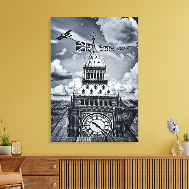 Big Ben Surreal British Art, London Leinwanddruck (Insitu (Wohnzimmer))