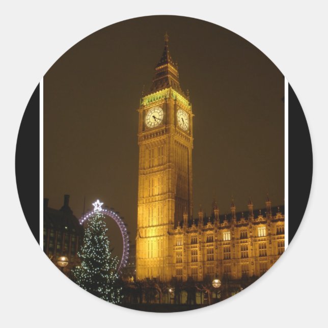 Big Ben ticks Goodnight Runder Aufkleber (Vorderseite)