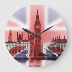 Big Ben und Houses of Parliament, Union Jack Große Wanduhr