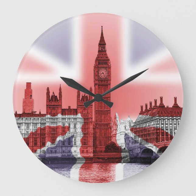 Big Ben und Houses of Parliament, Union Jack Große Wanduhr (Vorderseite)