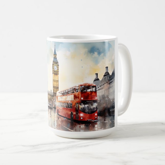 Big Ben und Red Bus in London Kaffeetasse (VorderseiteRechts)
