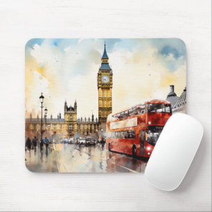 Big Ben und Red Bus in London Mousepad