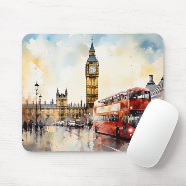 Big Ben und Red Bus in London Mousepad (Mit Mouse)