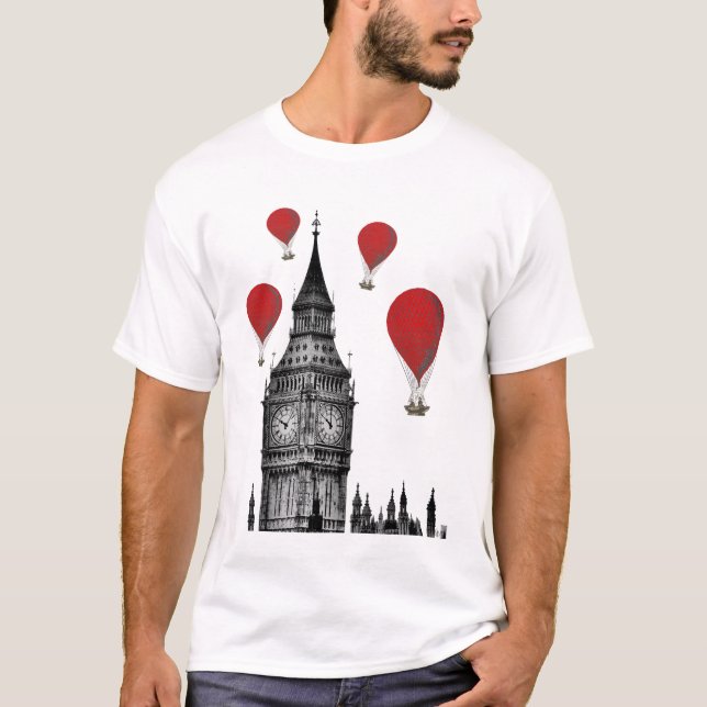 Big Ben und Red Hot Air Balloons 2 T-Shirt (Vorderseite)
