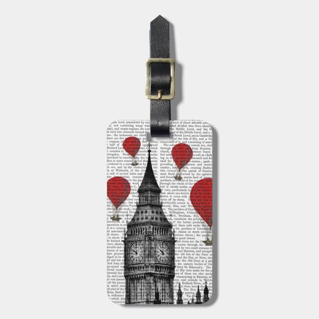 Big Ben und Red Hot Air Balloons Gepäckanhänger (Vorderseite vertikal)