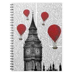Big Ben und Red Hot Air Balloons Notizblock